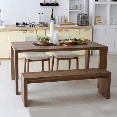 北欧实木餐桌椅组合 简约韩式小户型宜家长方形胡桃木纹餐桌餐台