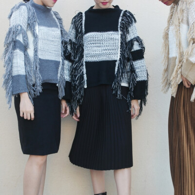 Fringed Sweater 重磅做工流苏撞色毛衣 三色入