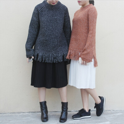 Fringed Sweater 圆领下摆流苏羊毛混纺毛衣 四色入