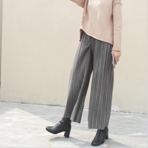 Pleated Pants 秋冬加厚皮绒百褶阔腿裤 三色入