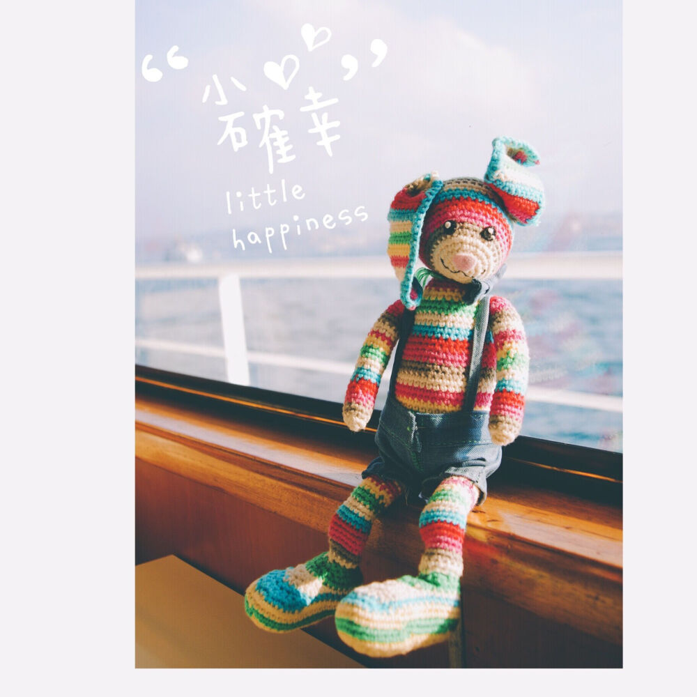 做了一只兔子给好朋友，他出去旅行都带着，给他拍美美的照片。小兔崽子，命咋那么好呢
