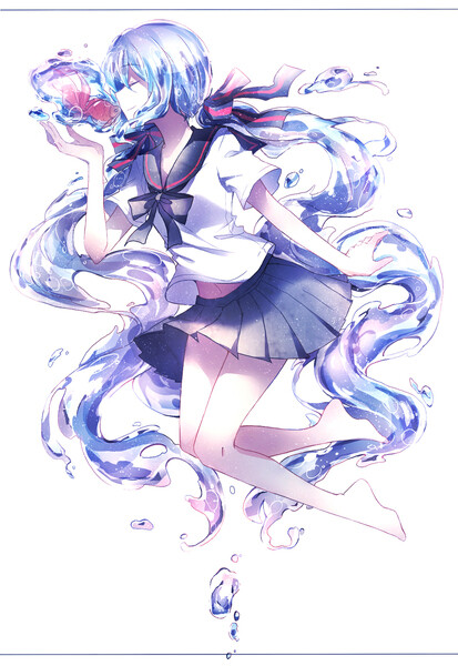 pixiv id=51195376 瓶初音 我是水做的，透明的，软软的，能被阳光穿透的，我就是瓶初音~(๑´ㅂ`๑) 侵删道歉