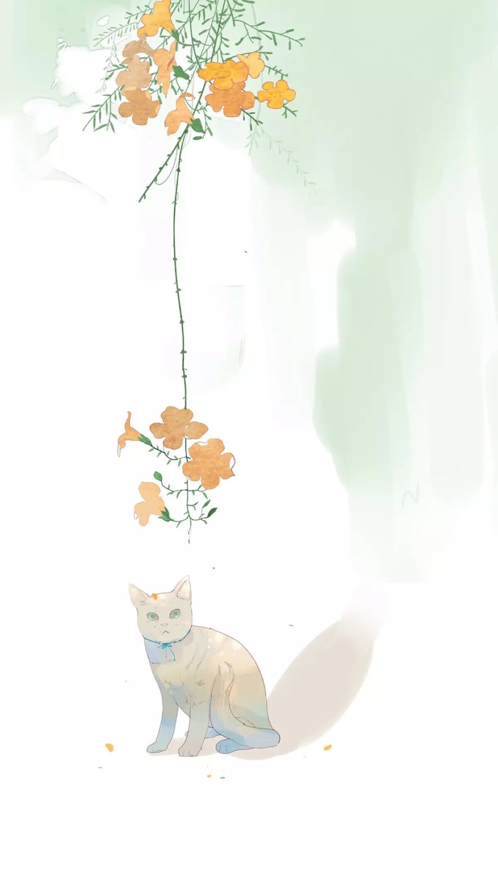 卡通插画 猫咪 文艺 唯美 手机壁纸 聊天背景