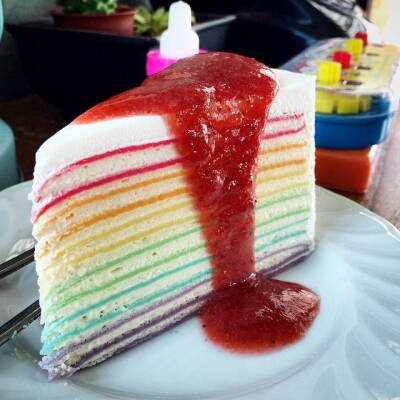 森碍：Rainbow crape cake彩虹千层