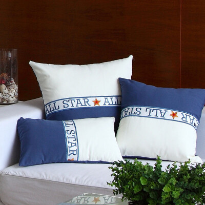格蓝丽芙地中海居家抱枕蓝色沙发靠垫套儿童床头靠枕双色拼接