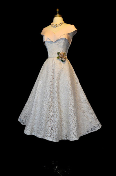 1950s 奥黛丽赫本古董蕾丝珍藏礼服连衣裙