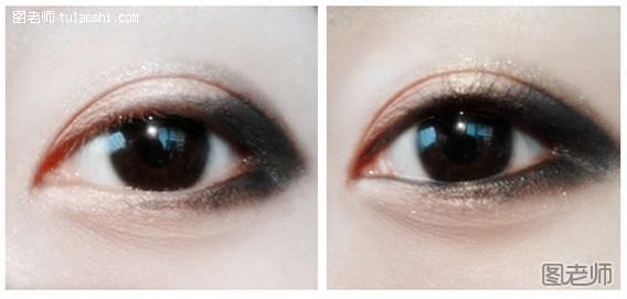 6、黑色眼线笔画上下内眼线。