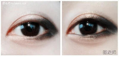 6、黑色眼线笔画上下内眼线。