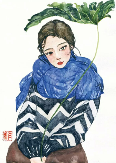 手绘水彩插图小清新