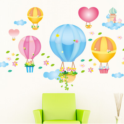 墙贴 儿童房幼儿园装饰可爱卡通贴纸教室布置可移除贴画 热气球