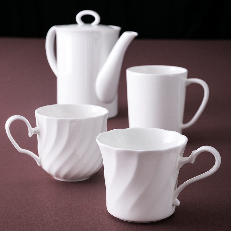 陶趣居日本进口欧式骨瓷咖啡壶极简风咖啡杯西式纯白简约马克杯