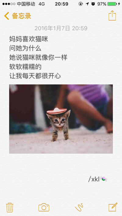 妈妈说。小猫咪。