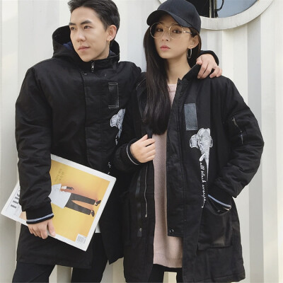推介原创冬季韩版男士动物印花大衣外套女装保暖大衣外套
