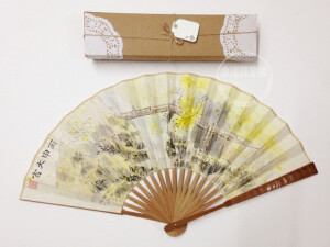 手工 古风 中国风 水墨 水彩 山水画折扇 7寸 8寸 9寸 宣纸折扇 扇子 礼物 礼品 23cm 26.5cm 30cm cosplay 道具 摄影 