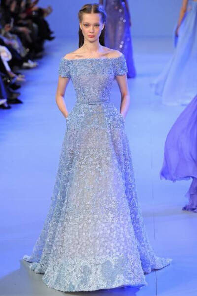 Elie Saab SS 2014 couture 蓝色精灵 礼服 婚纱 蓝色 长裙