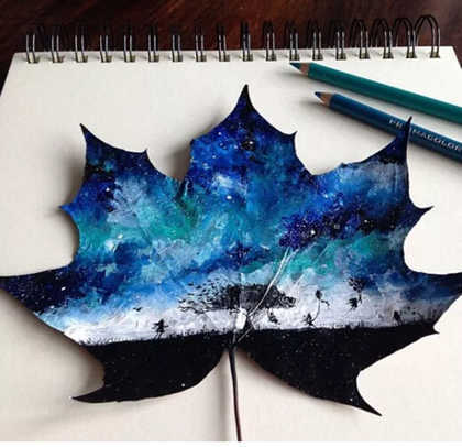 波兰艺术家的落叶画