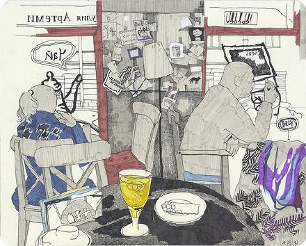 插画师 Ekaterina Khozatskaya 的城市酒吧涂鸦日记