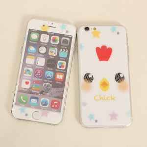 可爱小鸡iphone6s彩膜6plus钢化彩膜全屏钢化膜6代卡通闪粉前后贴
