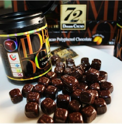 韩国进口零食品 Lotte乐天 可可72%黑巧克力豆86g110g梦幻筒装