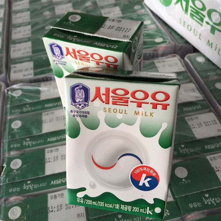 韩国原装进口 寿尔灭菌牛奶 老少皆宜无添加剂 寿尔纯牛奶200ml