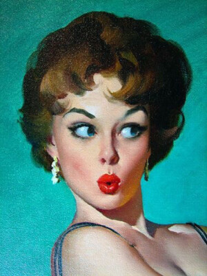 This model was very popular with Gil Elvgren and most likely this image is part of another full size image. - oh no she didn't! gil elvgren