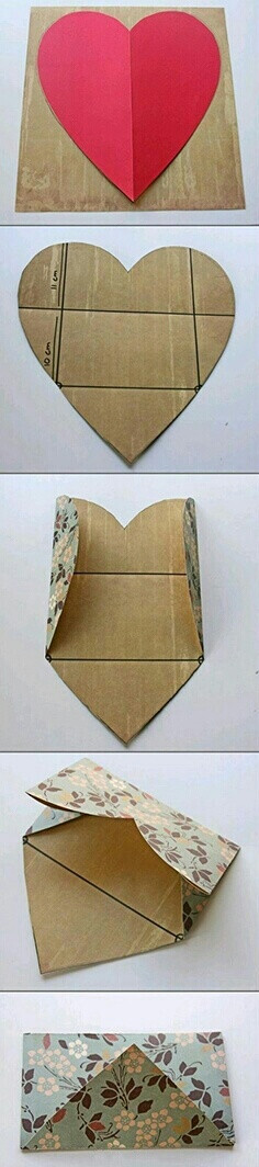 「信封的折法」剪颗爱心，折成一个信封。用来写情书不错~♥