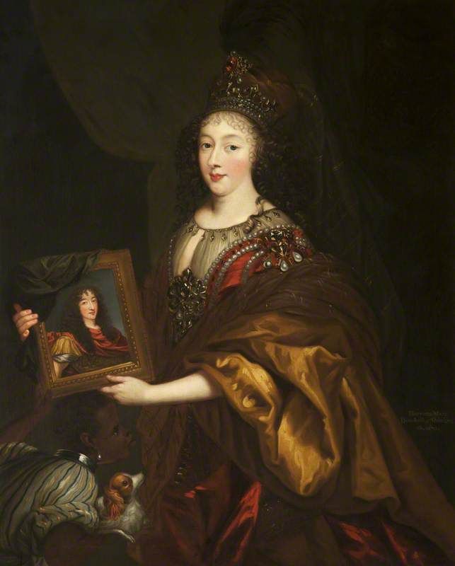 1660Henrietta of England, Minette, duchesse d'Orleans (1644–1670), holding a portrait of her husband, Philippe de France, Monsieur, duc d'Orleans (1640-1701), 1660's by Henri Beaubrun le jeune and Charles Beaubrun