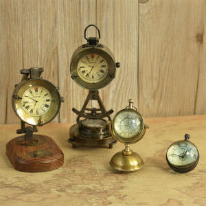 印度进口复古经典怀旧黄铜材质航海座钟 装饰摆件创意礼品 