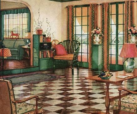 1940年代的室内装饰。复古的感觉真是太美好了。