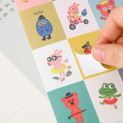 韩国文具goolygooly 可爱创意日记装饰纸质邮票贴纸套装2张入