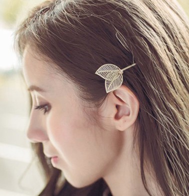 韩国12月现货 时尚简约镂空树叶发夹边夹发饰头饰