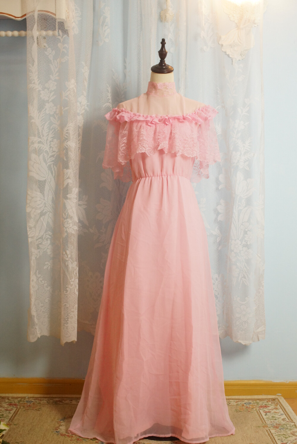 1970's 贵族小姐风 粉色婚纱礼服