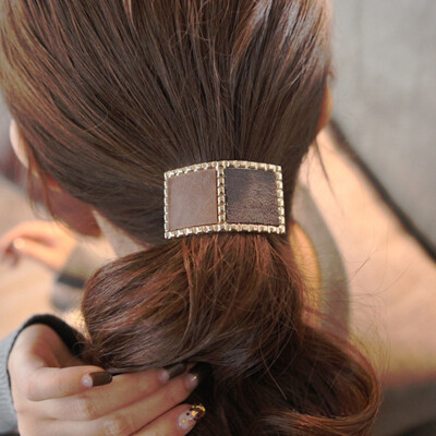 韩国进口发饰品 淑女气质布质方型韩版发绳头绳发圈橡皮筋N18女