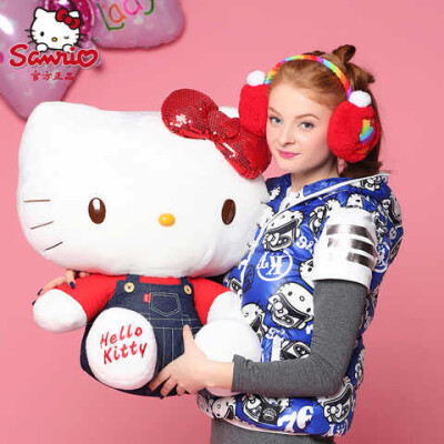 Hello kitty毛绒公仔2015新品牛仔公仔娃娃玩具圣诞节礼物