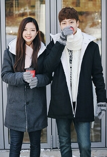 韩国男装韩版冬季毛织羊毛长款大衣时尚带帽中长款外套男