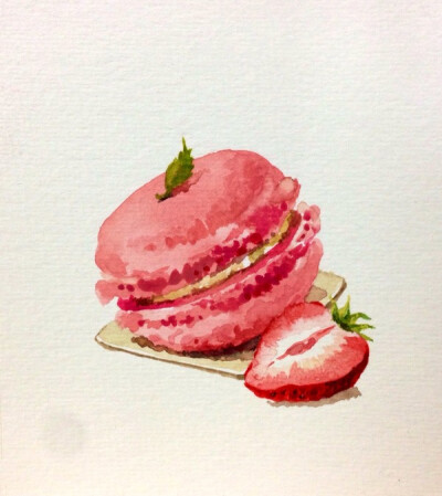 美食卡通手绘草莓糕点