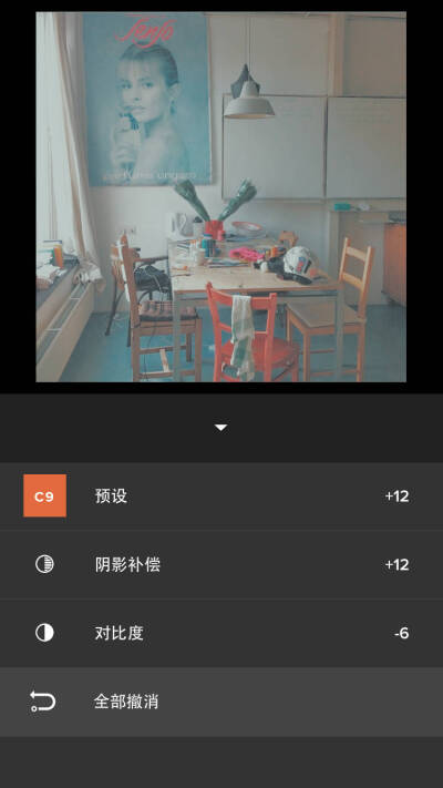 VSCO调色 步骤：C9+12阴影补偿+12对比度-6✅