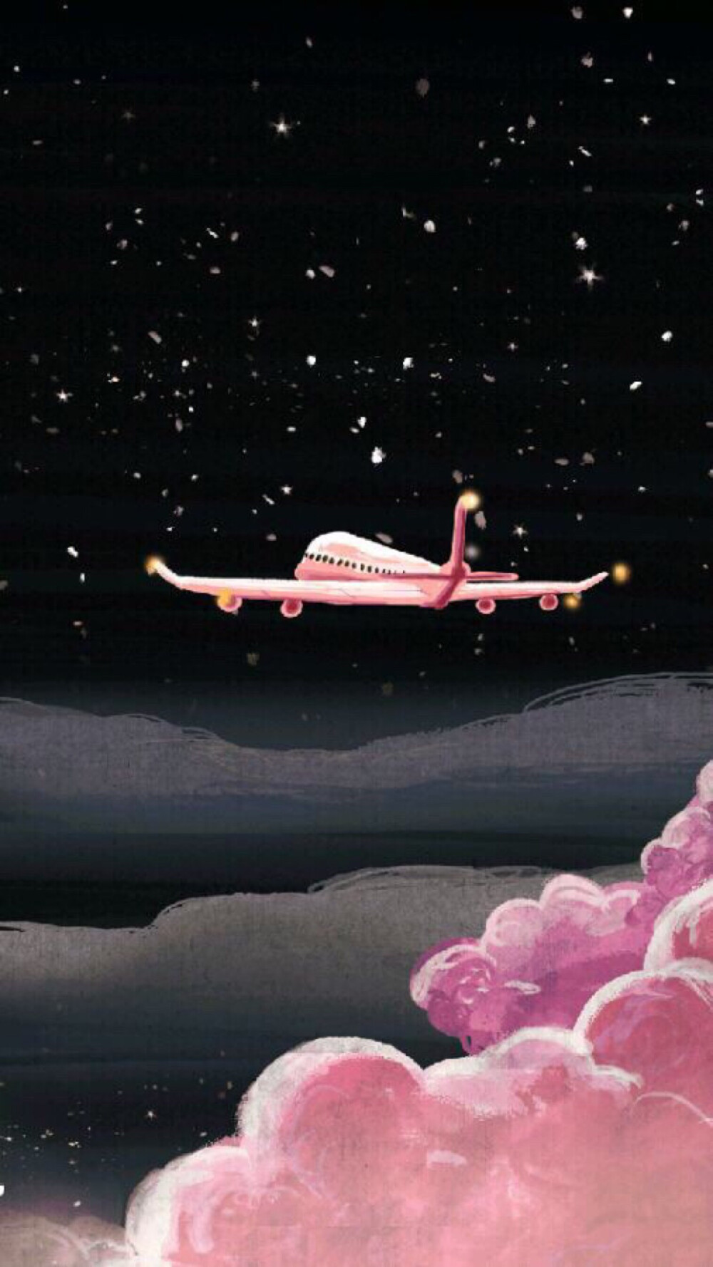 飞机 云彩 粉红 少女心 小清新 高清iPhone壁纸