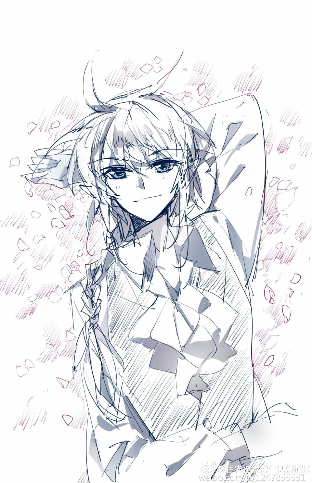 三眼哮天录手绘铅绘动漫美少年二次元帅哥蓝缡飒漫画