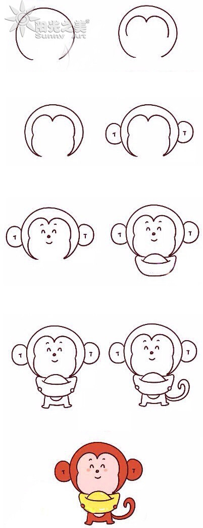 简笔画教程动物猴子