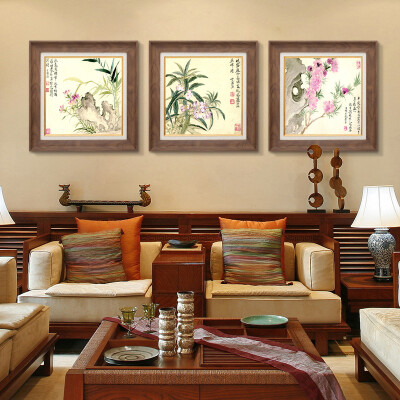 客厅装饰画现代简约三联有框画中式卧室餐厅挂画沙发背景墙画B273