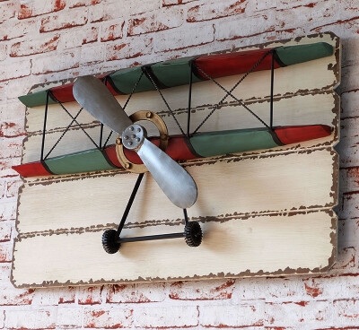 美式乡村做旧铁艺飞机头模型壁饰 创意咖啡厅复古飞机壁挂 挂画