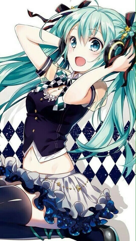 miku 耳机 短裙