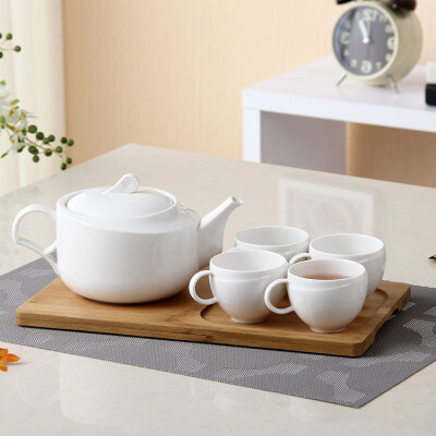 立方体螺纹杯套装纯白陶瓷咖啡杯套装花草花茶茶具套装整套茶具