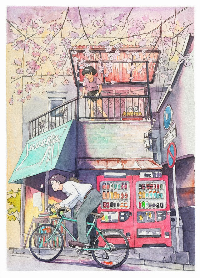 Mateusz Urbanowicz是一位来自日本东京的动画背景插画师，这组名为单车男孩（BicycleBoy illustration series）的系列作品灵感来自吉卜力工作室的电影”耳语的（Whisper of the Heart）”。所以画风有着浓浓的“宫崎骏风格”资味网：开启生活美学之旅。www.cheerway.cn