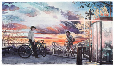 Mateusz Urbanowicz是一位来自日本东京的动画背景插画师，这组名为单车男孩（BicycleBoy illustration series）的系列作品灵感来自吉卜力工作室的电影”耳语的（Whisper of the Heart）”。所以画风有着浓浓的“宫崎…