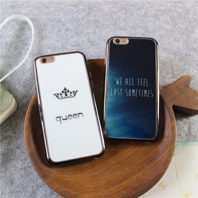 queen女王皇冠iPhone6s手机壳简约白色深蓝6splus软硅胶全包苹果6