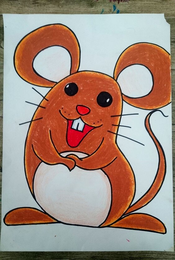 十二生肖鼠简笔画彩色图片