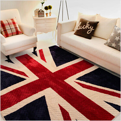韩国英国国旗米字旗衍缝菱形格子细绒面短毛绒客厅防滑地毯