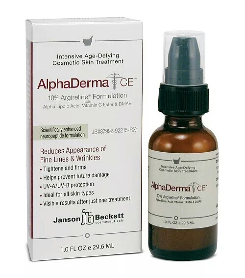 Janson Beckett AlphaDerma CE 1oz 六胜肽抗皱精华乳液(1)美国的药妆跟法国的绝不是一回事，不是说老美不重视植物的使用，老美也有大把的以植物、自然为旗帜的品牌，主流点的AVEDA、Kiehl's等都是代表，国内知道的少一点的比如Avalon也是很好的，价格便宜还很环保，我要谈的药妆不是这些，老美的产品里很少有单纯倚赖植物的，一者是某些植物的功效现在并没有一个肯定的说法，二者是添加多少能达到所宣称的效果也还是个未知数，所以美国的药妆最著名的还是那些走高科技、高投入、高价格的，即使是使用植物也会跟一些生化类配合使用，这就是跟法国产品的最大不同，下面具体说说那几个引起轰动的产品。 <br />VitaminC&C Facial Serum，很出色的精华液，高纯度的MAP（维C衍生物，左旋C固然好，可也有很大局限，对环境挑剔、不易保存、价格高都是其缺点